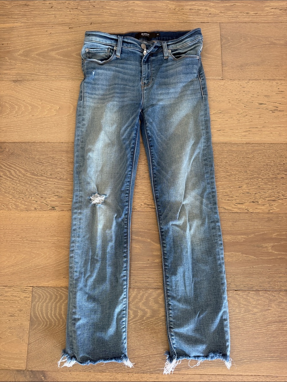 Hudson Jeans Light Blue Distressed Straight Leg Jeans
